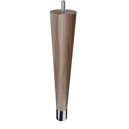Designs Of Distinction 9" Round Tapered Leg with bolt and 1" Chrome Ferrule - Walnut 01240009WLCR6